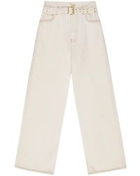 Ganni - Belted Wide-Leg Jeans - Lyst