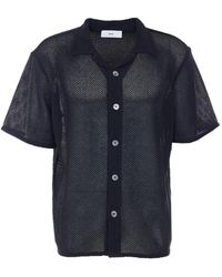 DUNST - Crochet-Knit Open-Collar Shirt - Lyst