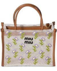Miu Miu - Embroidered Mesh Top-Handle Bag - Lyst