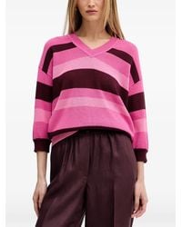 MARC AUREL - Striped V-Neck Sweater - Lyst