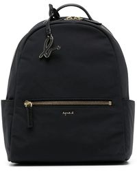 agnès b. - Logo-Plaque Leather-Trim Backpack - Lyst