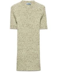 Prada - Short-Sleeved Ribbed Knit Sweater - Lyst