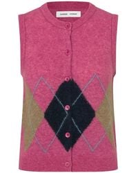 Samsøe & Samsøe - Sanoura Argyle-Pattern Button-Up Cardigan - Lyst