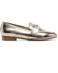 Casadei - Logo-Plaque Metallic Loafers - Lyst