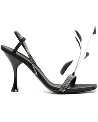 3Juin - Elettra 100mm Feather-detail Leather Sandals - Lyst