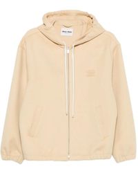 Miu Miu - Logo-Embroidered Zip-Up Hoodie - Lyst