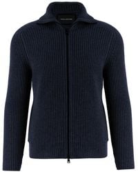 Tagliatore - Ribbed-Knit Zip-Up Sweater - Lyst