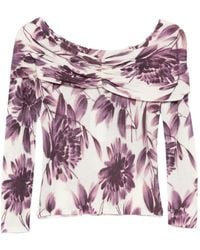 Twinset - Schulterfreier Pullover mit Blumen-Print - Lyst