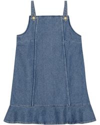 Ganni - Flared-Hem Denim Mini Dress - Lyst