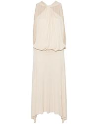 Semicouture - Halterneck Draped Midi Dress - Lyst