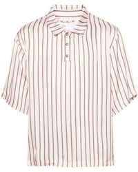 4SDESIGNS - Striped Satin Polo Shirt - Lyst