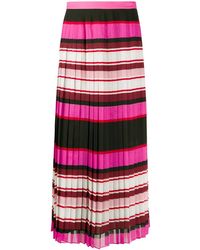 Valentino Garavani - Striped Pleated Silk Skirt - Lyst