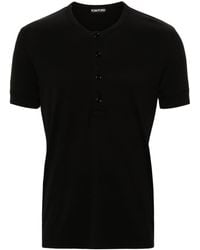 Tom Ford - Buttoned Ribbed-knit T-shirt - Lyst