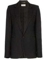 Saint Laurent Blazer con ribetes de piel - Negro