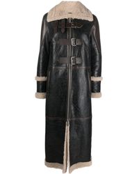 Blumarine - Shearling-trim Leather Long Coat - Lyst