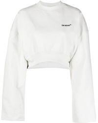 Off-White c/o Virgil Abloh - Logo-embroidered Cropped Sweatshirt - Lyst