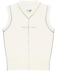 MM6 by Maison Martin Margiela - Stitch-Detail Wool-Knit Vest Top - Lyst