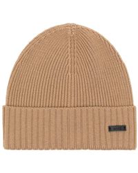 BOSS - Ribbed-Knit Beanie - Lyst