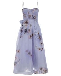 Zimmermann - Hypnotic Picnic Floral-print Midi Dress - Lyst