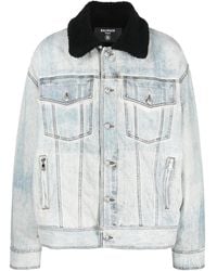 Balmain - Logo-Embroidered Denim Jacket - Lyst