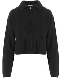 Allude - Zip-Up Collared Cardigan - Lyst