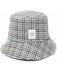 Thom Browne - Houndstooth Name Tag Appliqué Bucket Hat - Lyst
