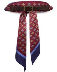 Etro - Leather Belt With Printed Scarf - Lyst