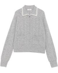 Sandro - パールトリム ケーブルニット カーディガン - Lyst