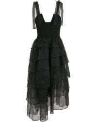 Olympiah - Mesh-Tiered Bodice Midi Dress - Lyst