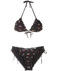 Amir Slama Bikini Met Bloemenprint - Zwart