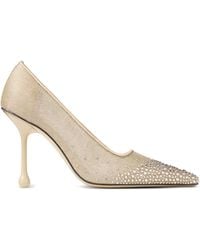 Jimmy Choo - 95 Mm Ixia Mesh Pumps Verfraaid Met Kristallen - Lyst