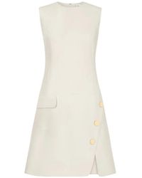 Oscar de la Renta - Button-Detailed Wool-Blend Dress - Lyst