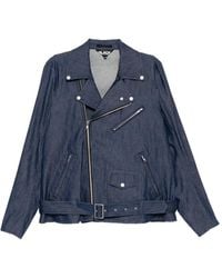 COMME DES GARÇON BLACK - Veste De Moto En Jean À Taille Ceinturée - Lyst
