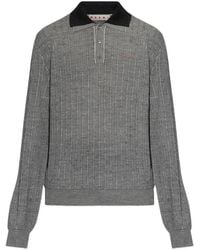 Marni - Ribbed Long-Sleeve Polo Shirt - Lyst