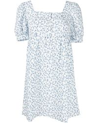 B+ AB - Puff Sleeves Printed Mini Dress - Lyst