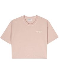 Autry - Cropped-T-Shirt mit Logo-Patch - Lyst