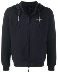 ARMANI EXCHANGE - Logo Print Zipped Hoodie - Lyst