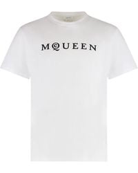 McQueen - Cotton Jersey Crewneck T-Shirt With Logo - Lyst
