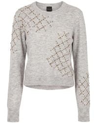 Pinko - Crystal-Embellished Wool Sweater - Lyst