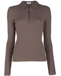 Agolde - Amica Ribbed-Knit Polo Top - Lyst