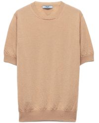 Prada - Short-Sleeve Ribbed-Knit Sweater - Lyst