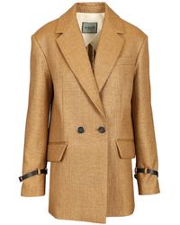 DURAZZI MILANO - Double-Breasted Raffia-Effect Coat - Lyst
