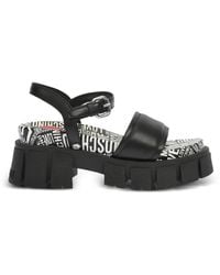 Moschino - Logo-Print Leather Sandals - Lyst