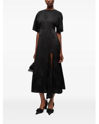 Ganni Jacquard Midi Dress in Metallic | Lyst
