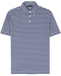 Zanone - Striped Linen-blend Polo Shirt - Lyst