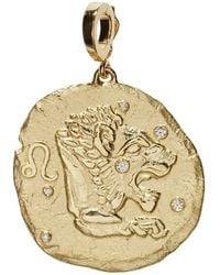 Azlee - 18K Of The Stars Leo Diamond Coin Charm - Lyst