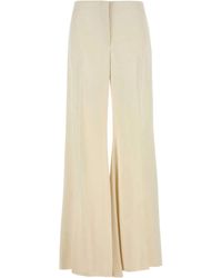 McQueen - Cream Satin Wide-Leg Pant - Lyst