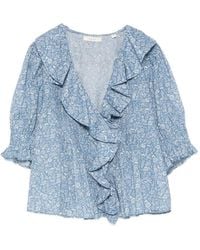 Doen - Henri Ruffled Floral-Print Cotton Blouse - Lyst