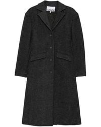 Ganni - Single-Breasted Wool Coat - Lyst