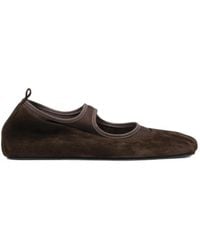 Bimba Y Lola - Dark Suede And Tricot Ballerina - Lyst